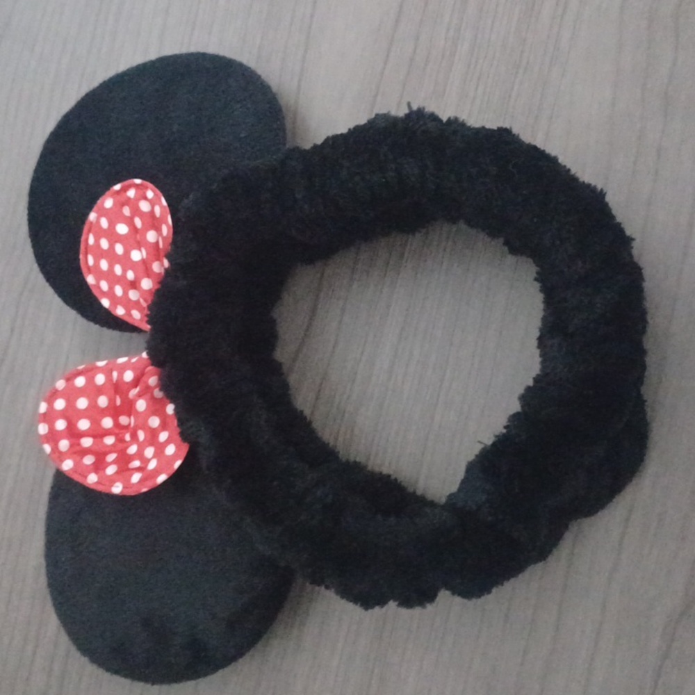 Black Mouse Ears Headband with Red Polka Dot Bow